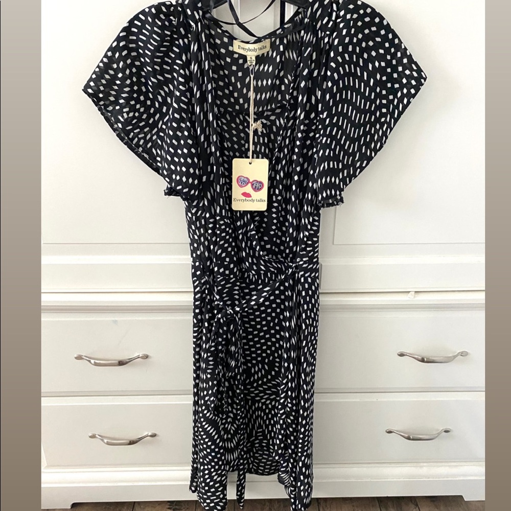 NWT Everybody Talks Wrap Dress, Size Smal, Black